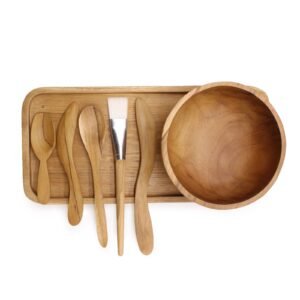 Spa Clay / Wax Application Set — Natural Teak Wood, Handcrafted in Indonesia