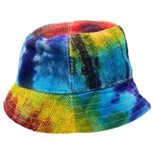 Patched Hemp & Cotton Boho Festival Bucket Hat - Tiedye