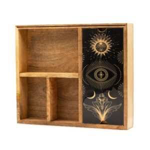 Four Section Tarot Box with Card Holder (Dark Panel)