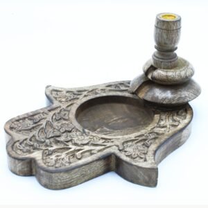 Large Mango Wood Backflow Burner - Hamsa