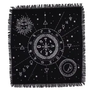 Esoteric Fringed Altar Cloth -  Moon & Sun Chart