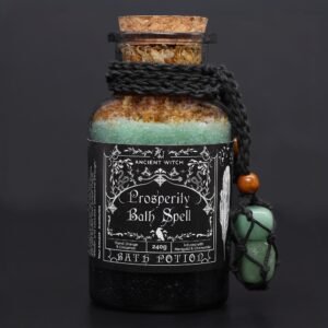 Ancient Witch Bath Spell Potion with Aventurine Crystal Amulet - Prosperity