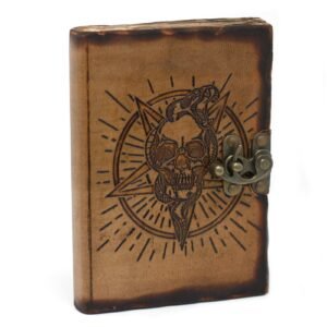 Leather Pentagon & Skull with Burn Detail Notebook (7x5")