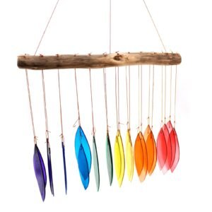 Recycled Glass Wind Chimes – Driftwood & Glass Harmony